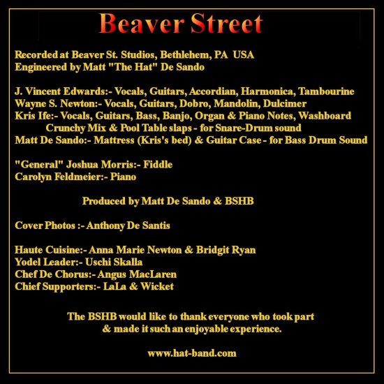 Beaver Street Hat Band - CD Information Page 1